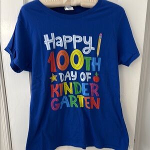 Blue Happy 100th Day of Kindergarten T-Shirt